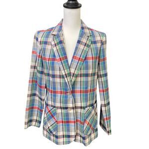 Vintage Montgomery Wards Madras Multi Plaid Blazer Colorful Jacket